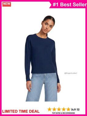 Cotton Crew Neck Pullover Sweater Ribbed Trim Drop Shoulder Relaxed Fit